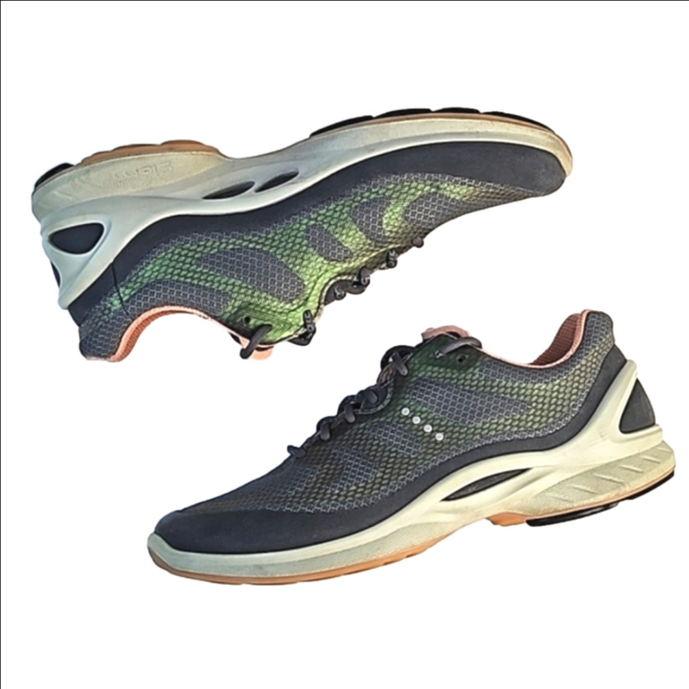 Ecco Biom Fjuel Tie Dark Shadow Grey Lace-up Lightweight Sneaker Walking Shoe